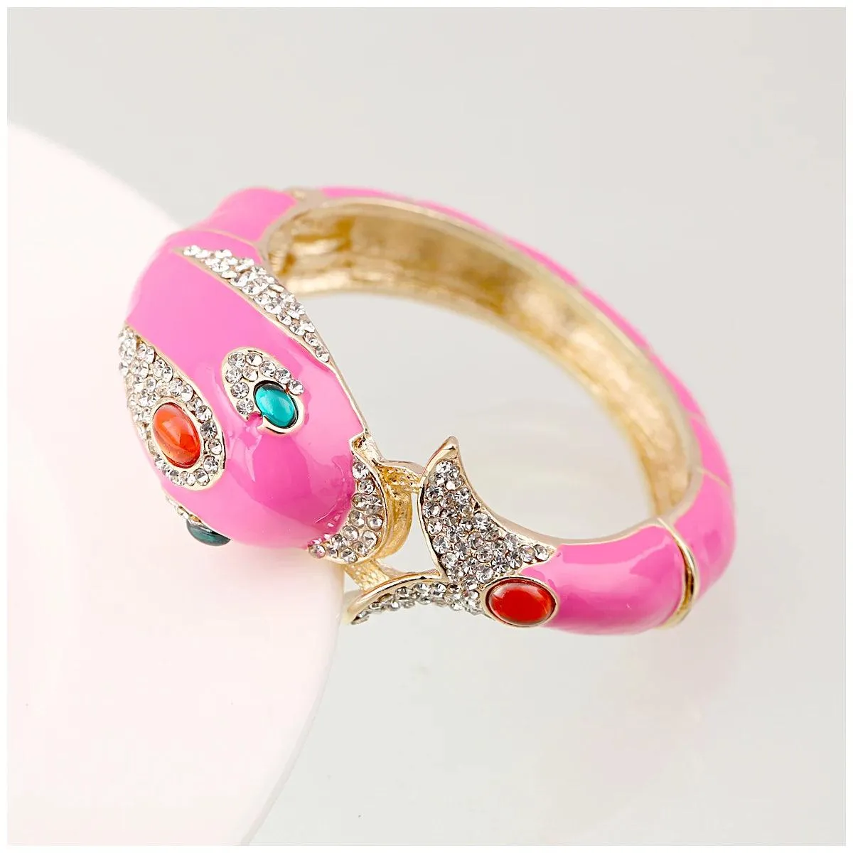 New Unique Design 6 Colours Gold Plated with Full AAA Rhinestones Dolphin Animal Enamel Statement Bracelet Bangle