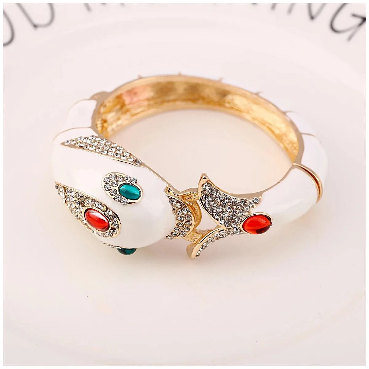 New Unique Design 6 Colours Gold Plated with Full AAA Rhinestones Dolphin Animal Enamel Statement Bracelet Bangle