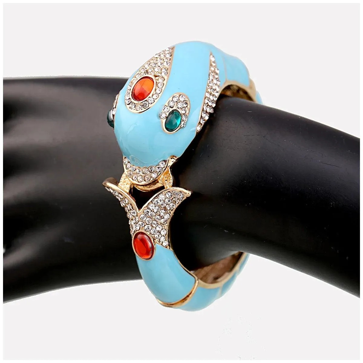 New Unique Design 6 Colours Gold Plated with Full AAA Rhinestones Dolphin Animal Enamel Statement Bracelet Bangle