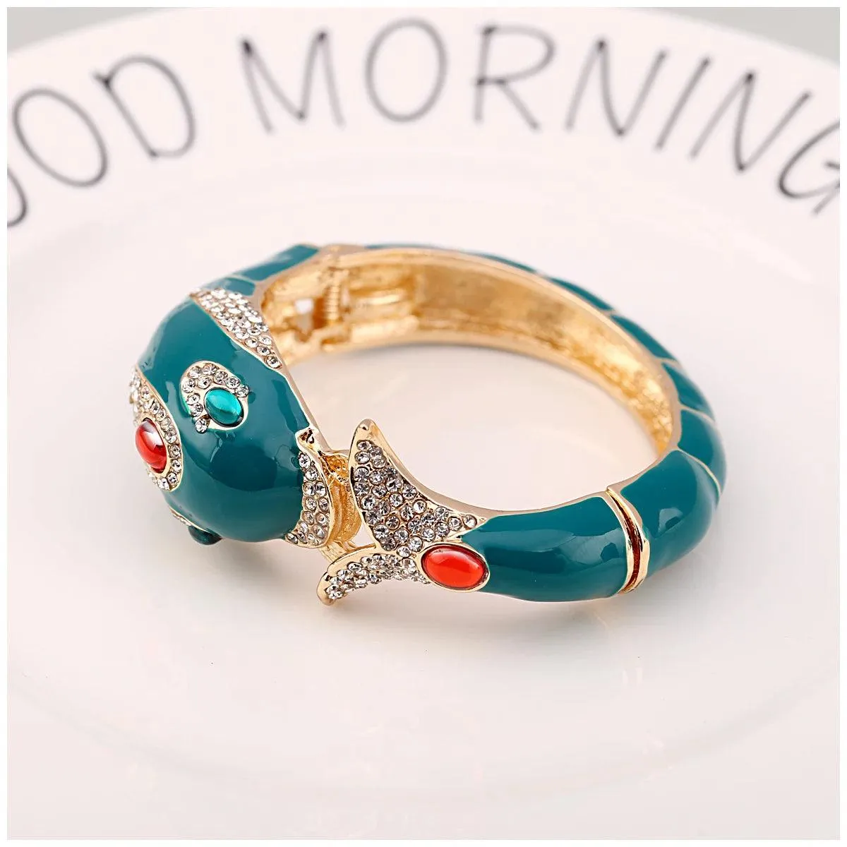 New Unique Design 6 Colours Gold Plated with Full AAA Rhinestones Dolphin Animal Enamel Statement Bracelet Bangle