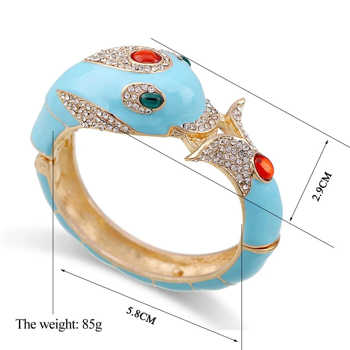 New Unique Design 6 Colours Gold Plated with Full AAA Rhinestones Dolphin Animal Enamel Statement Bracelet Bangle