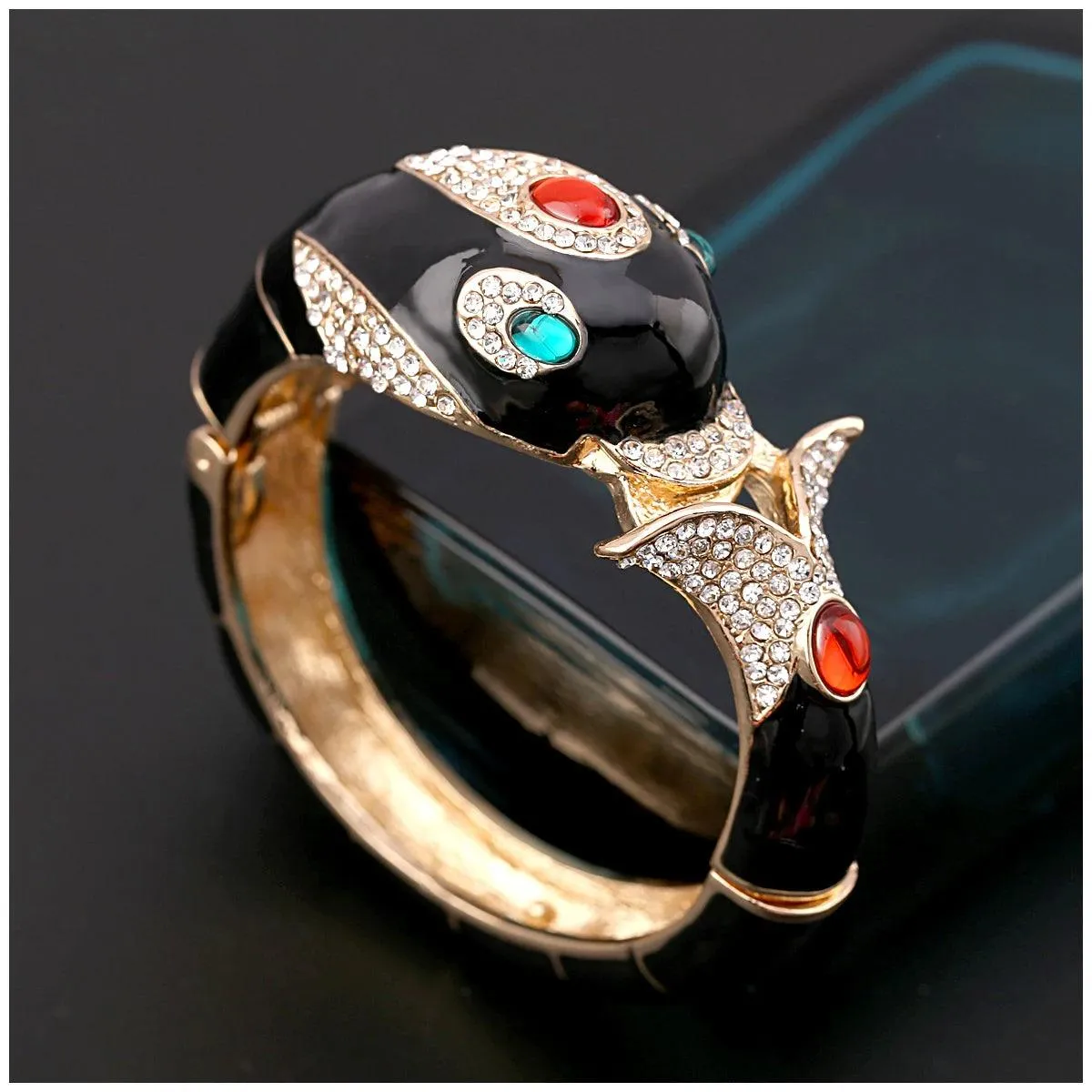 New Unique Design 6 Colours Gold Plated with Full AAA Rhinestones Dolphin Animal Enamel Statement Bracelet Bangle