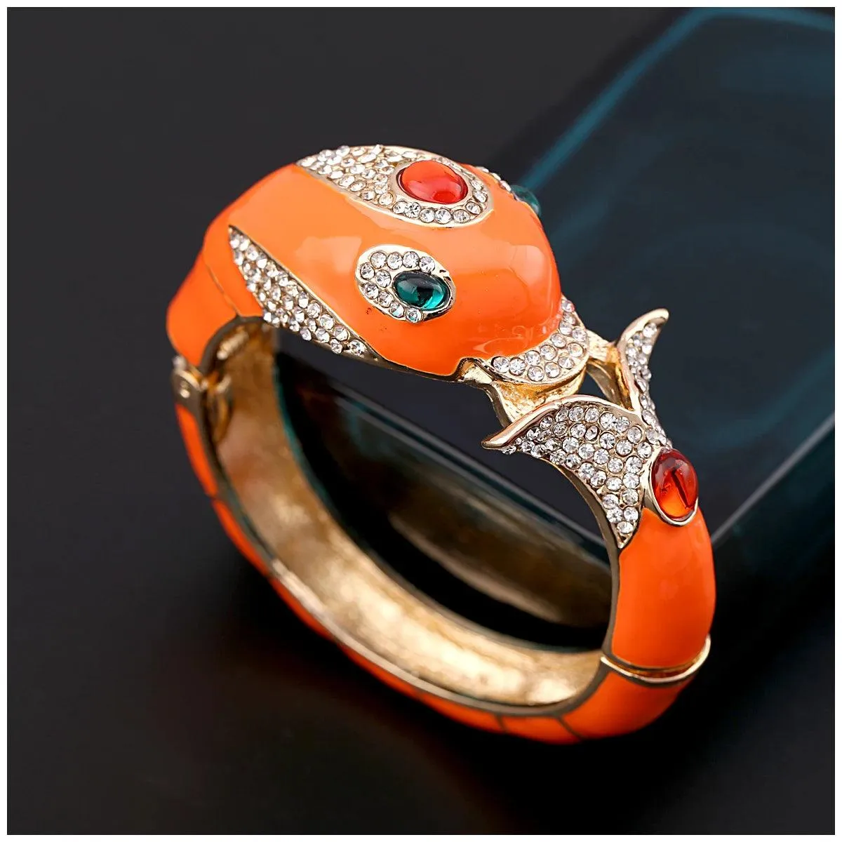 New Unique Design 6 Colours Gold Plated with Full AAA Rhinestones Dolphin Animal Enamel Statement Bracelet Bangle