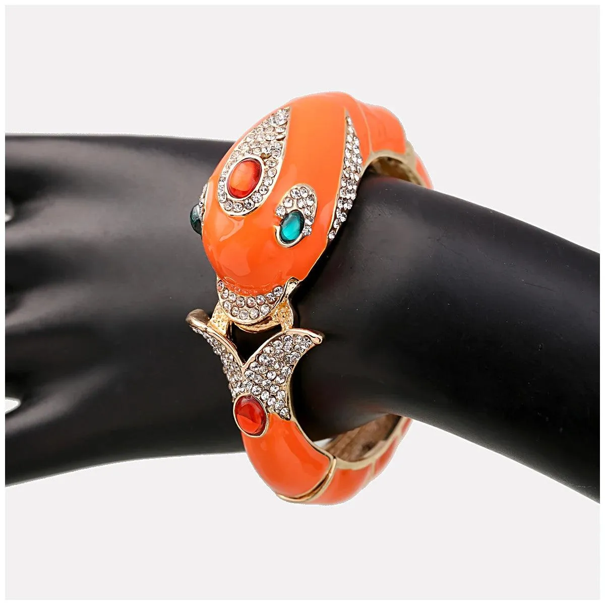 New Unique Design 6 Colours Gold Plated with Full AAA Rhinestones Dolphin Animal Enamel Statement Bracelet Bangle