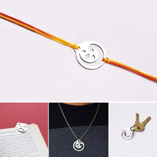 Not just Rakhi- Shankh -  Multifunctional Rakhi - Complimentary Roli, Chawal and a personalized card