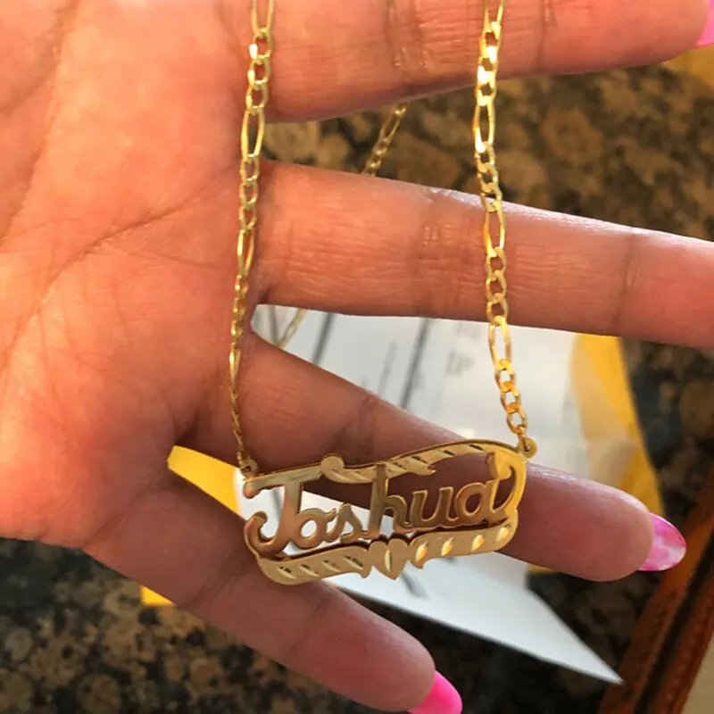nowadaysfashion Name Necklace Double Name Plate Custom Nameplate Necklace