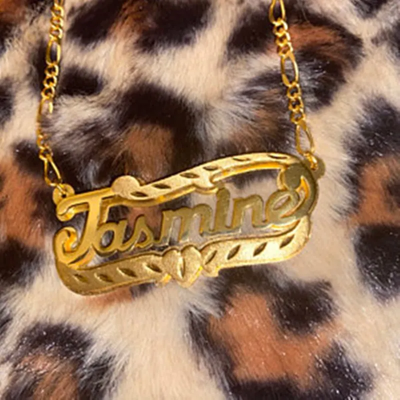 nowadaysfashion Name Necklace Double Name Plate Custom Nameplate Necklace