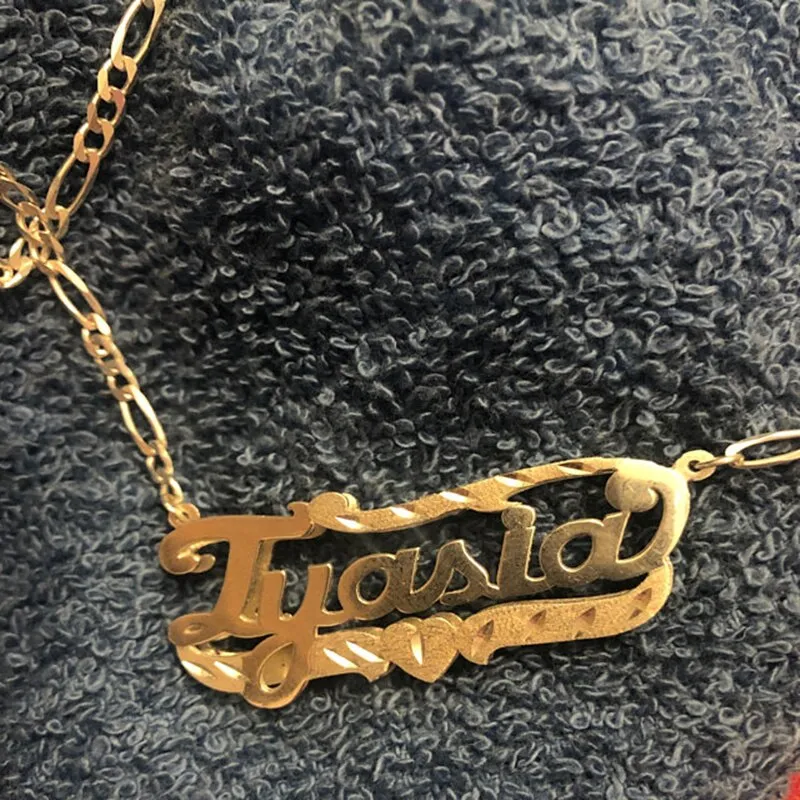 nowadaysfashion Name Necklace Double Name Plate Custom Nameplate Necklace