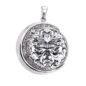 Oberon Zell Green Man on Crescent Moon Sterling Silver Pendant TPD6131