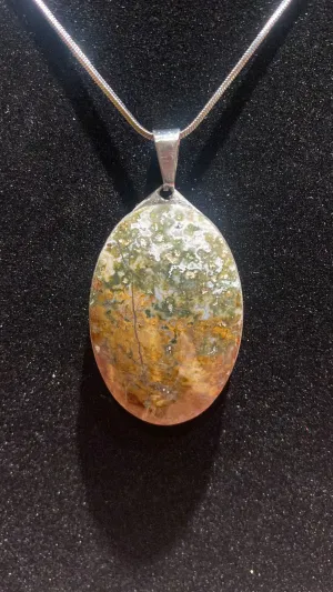 Ocean Jasper Oval Crystal Pendant (XL)
