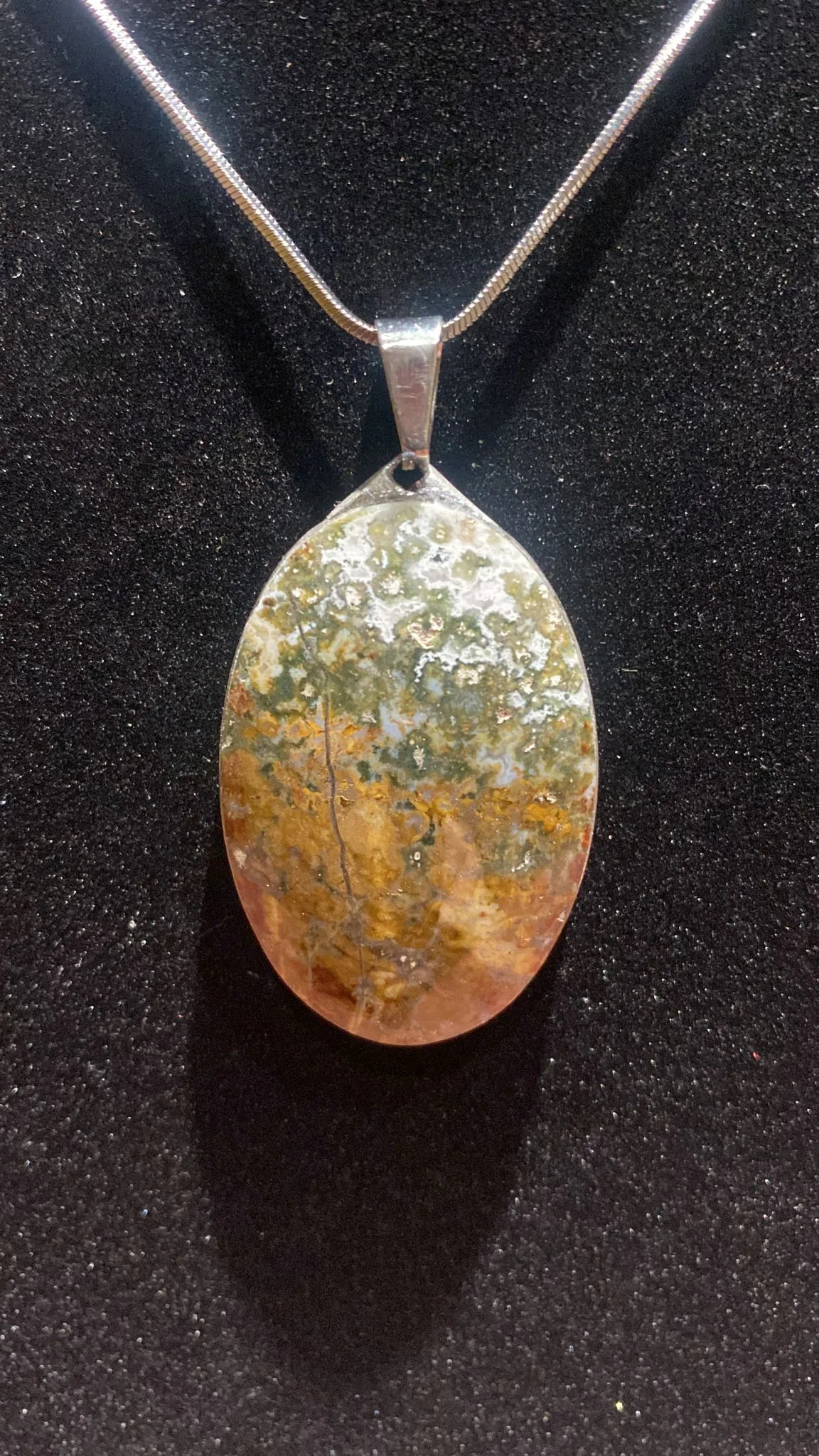 Ocean Jasper Oval Crystal Pendant (XL)