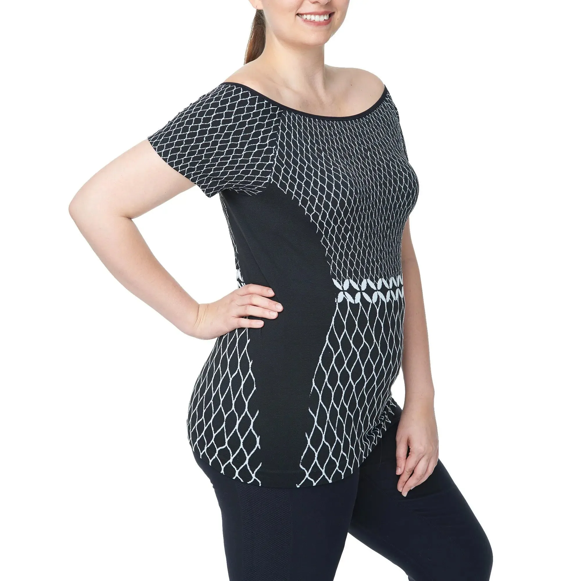 Off Shoulder Short sleeves Top, Women Plus Size Shirt