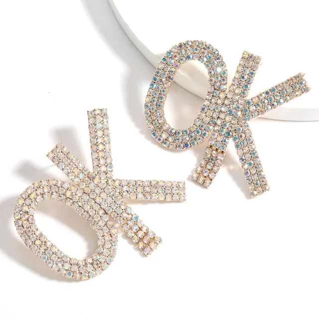 OK Rhinestone Earrings