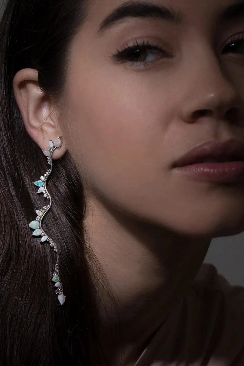Opal and Diamond Electric Bold Earrings
