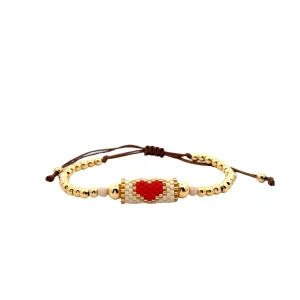 Orange Heart Beaded Bracelet