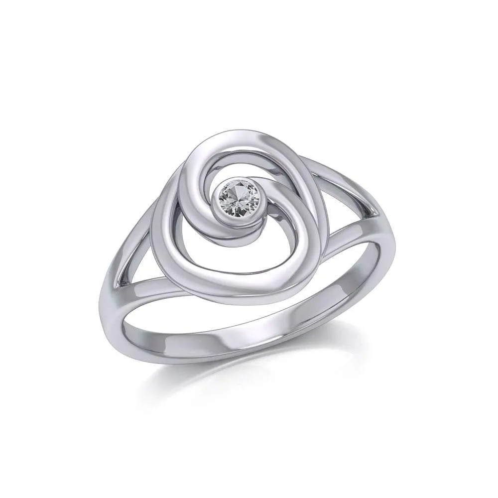 Organic Droplet Silver Contemporary Ring with Gemstone TRI1906