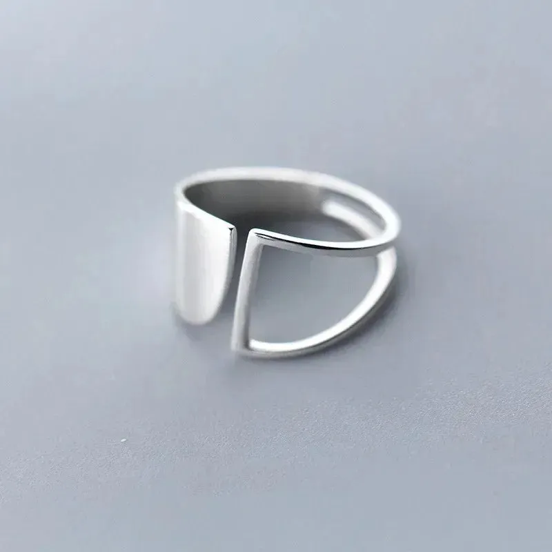 Original 925 Sterling Silver Double Lines Women Finger Rings For Sell
