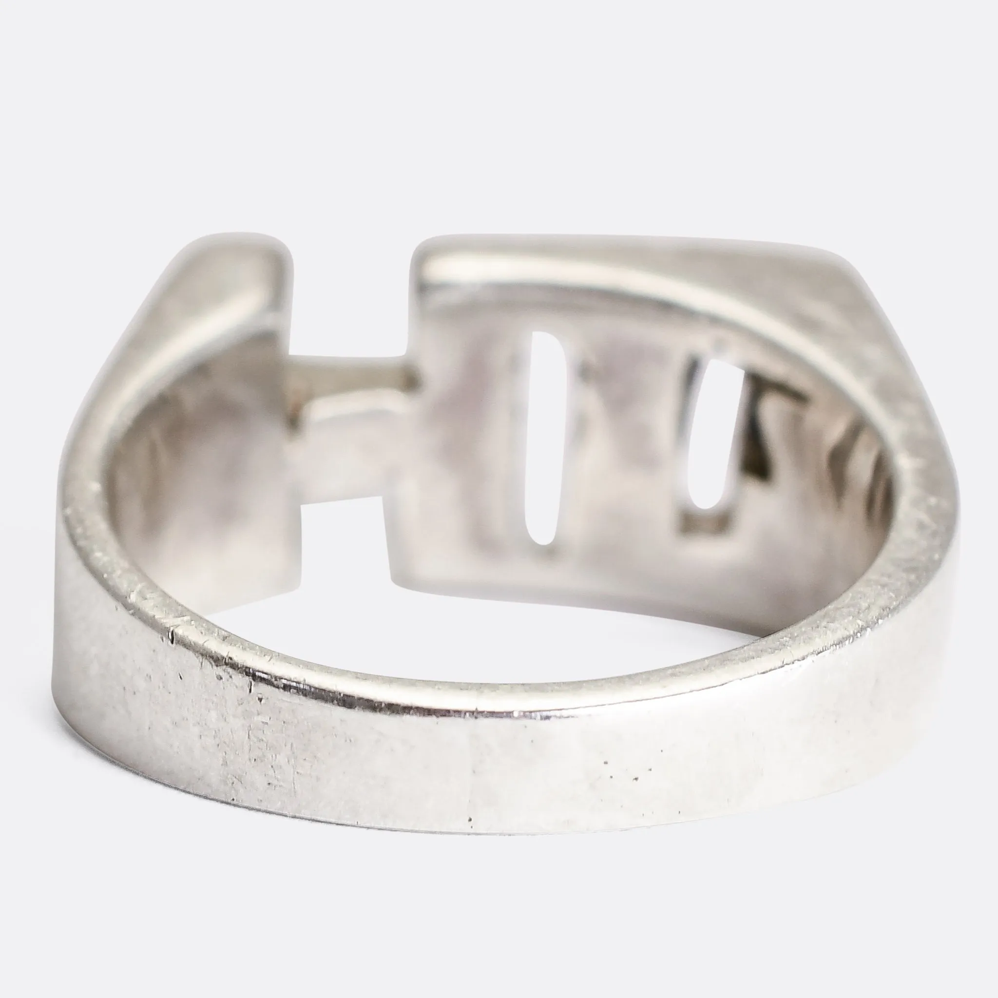 Oversized "J.H" Silver Initial Ring