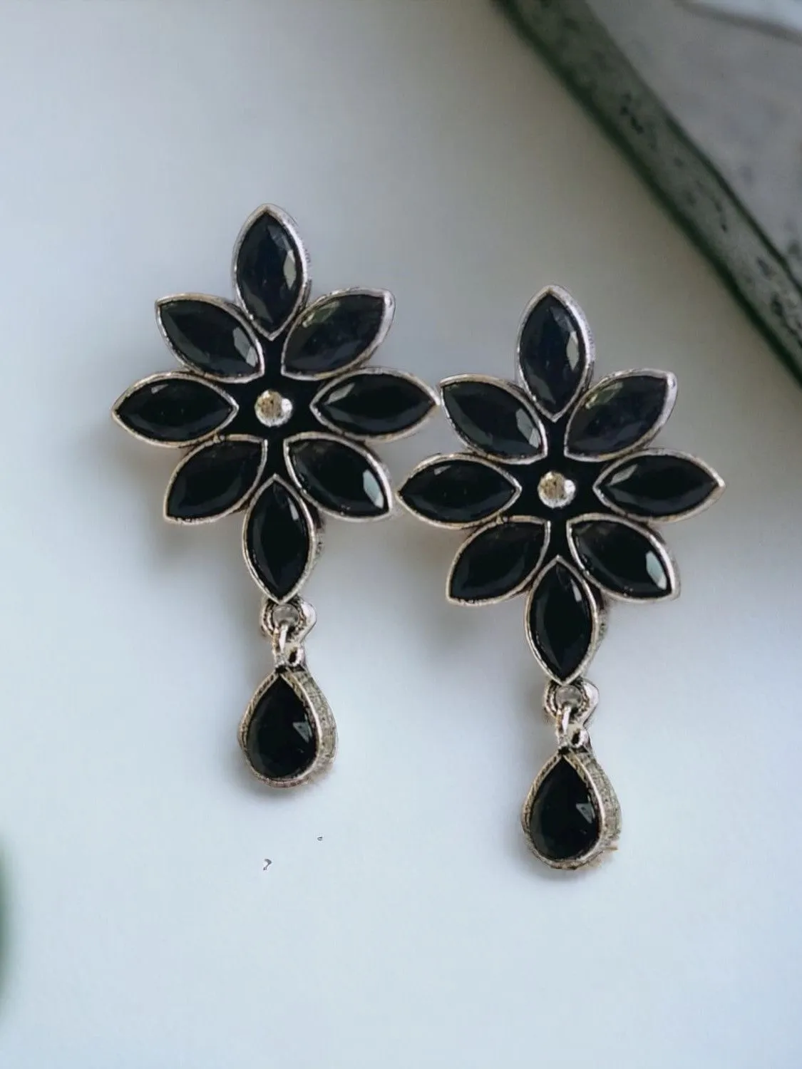 Oxidised Stone Stud Earrings for Elegant Occasions | Sarichka