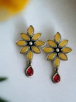 Oxidised Stone Stud Earrings for Elegant Occasions | Sarichka
