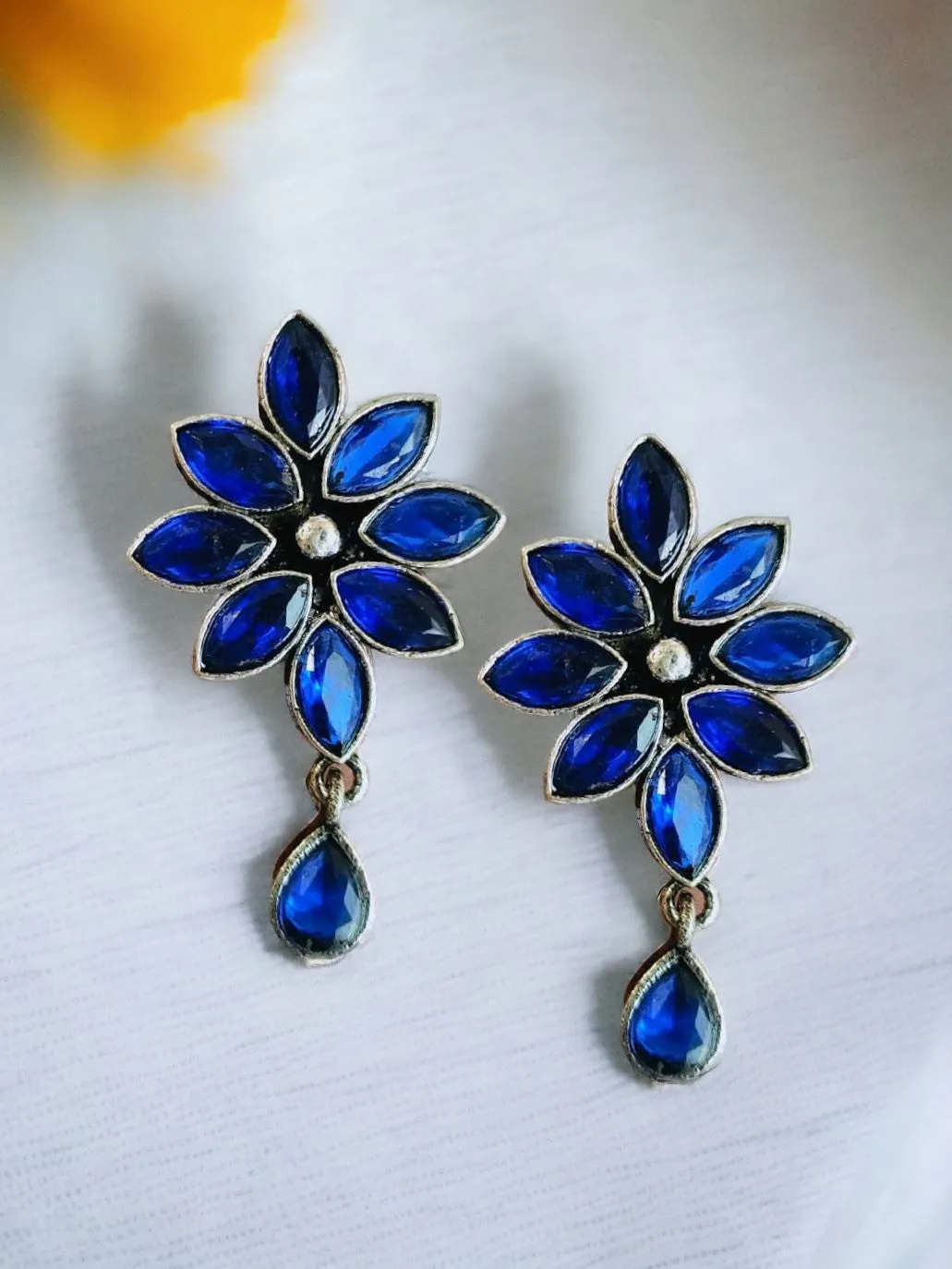 Oxidised Stone Stud Earrings for Elegant Occasions | Sarichka