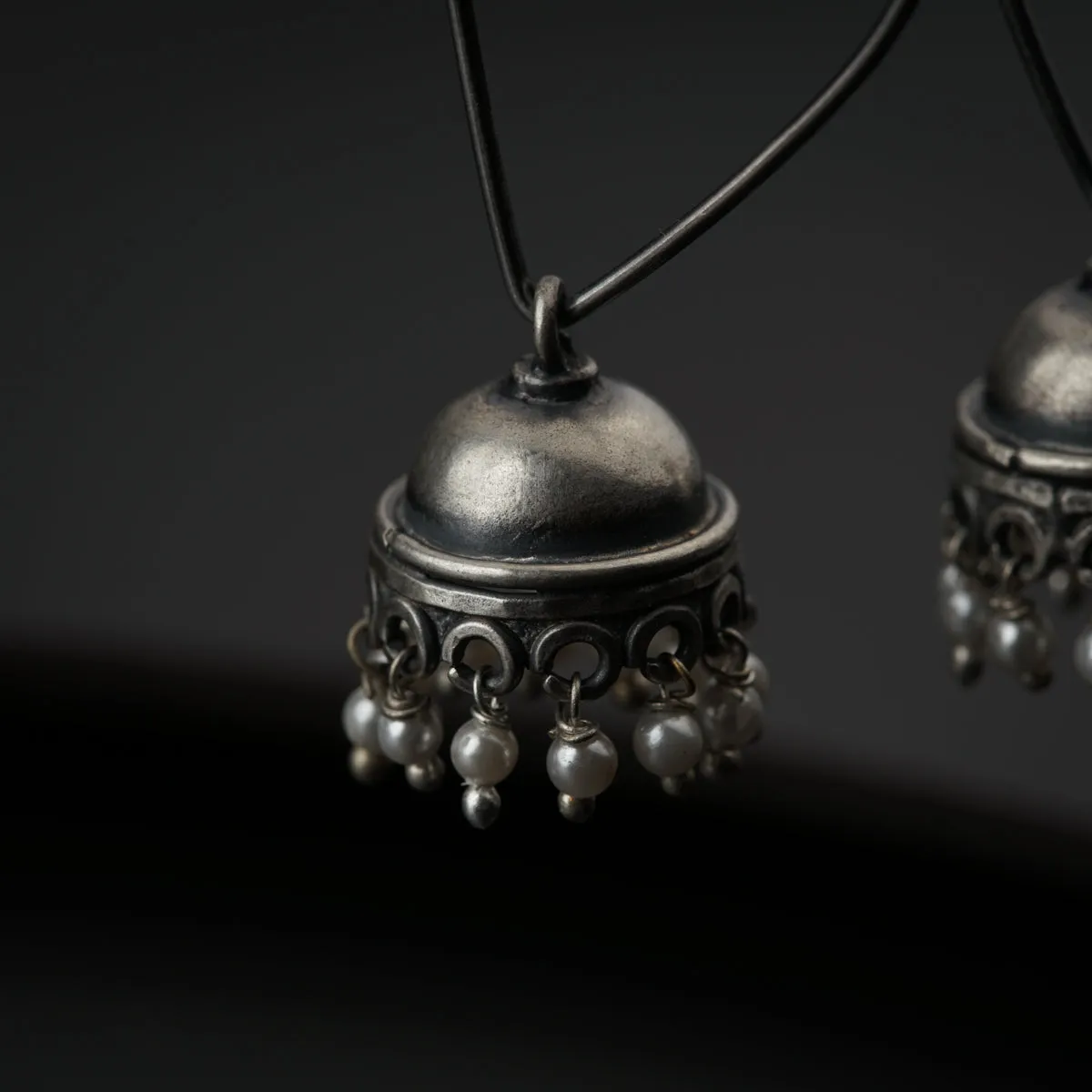 Oxidized Silver Jhumki: Small