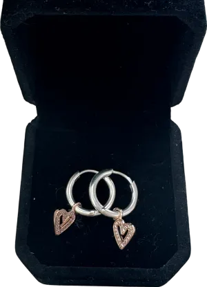 Pandora Metallic Sparkling Freehand Heart Hoop Earrings