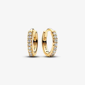Pandora Yellow Gold Plated Sparkling Huggy Hoop Earrings