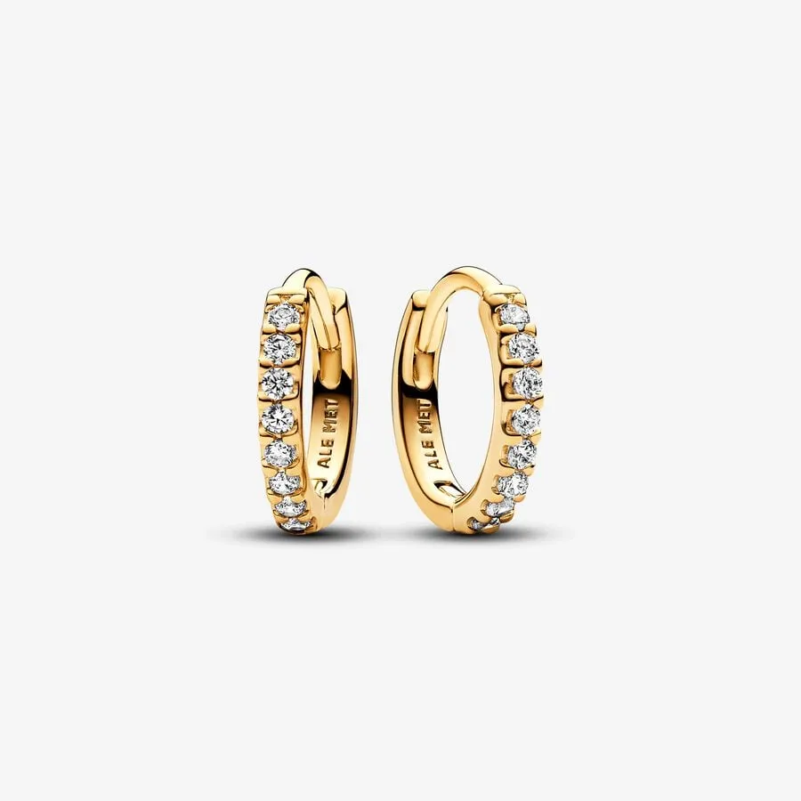 Pandora Yellow Gold Plated Sparkling Huggy Hoop Earrings