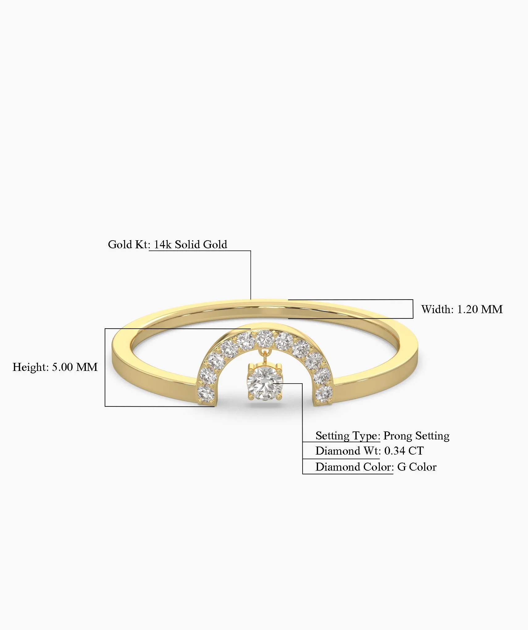 Pavé Arch Ring with Center Diamond