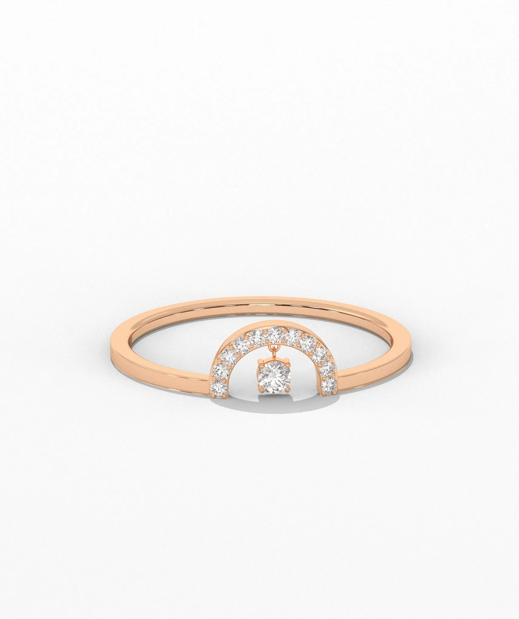 Pavé Arch Ring with Center Diamond
