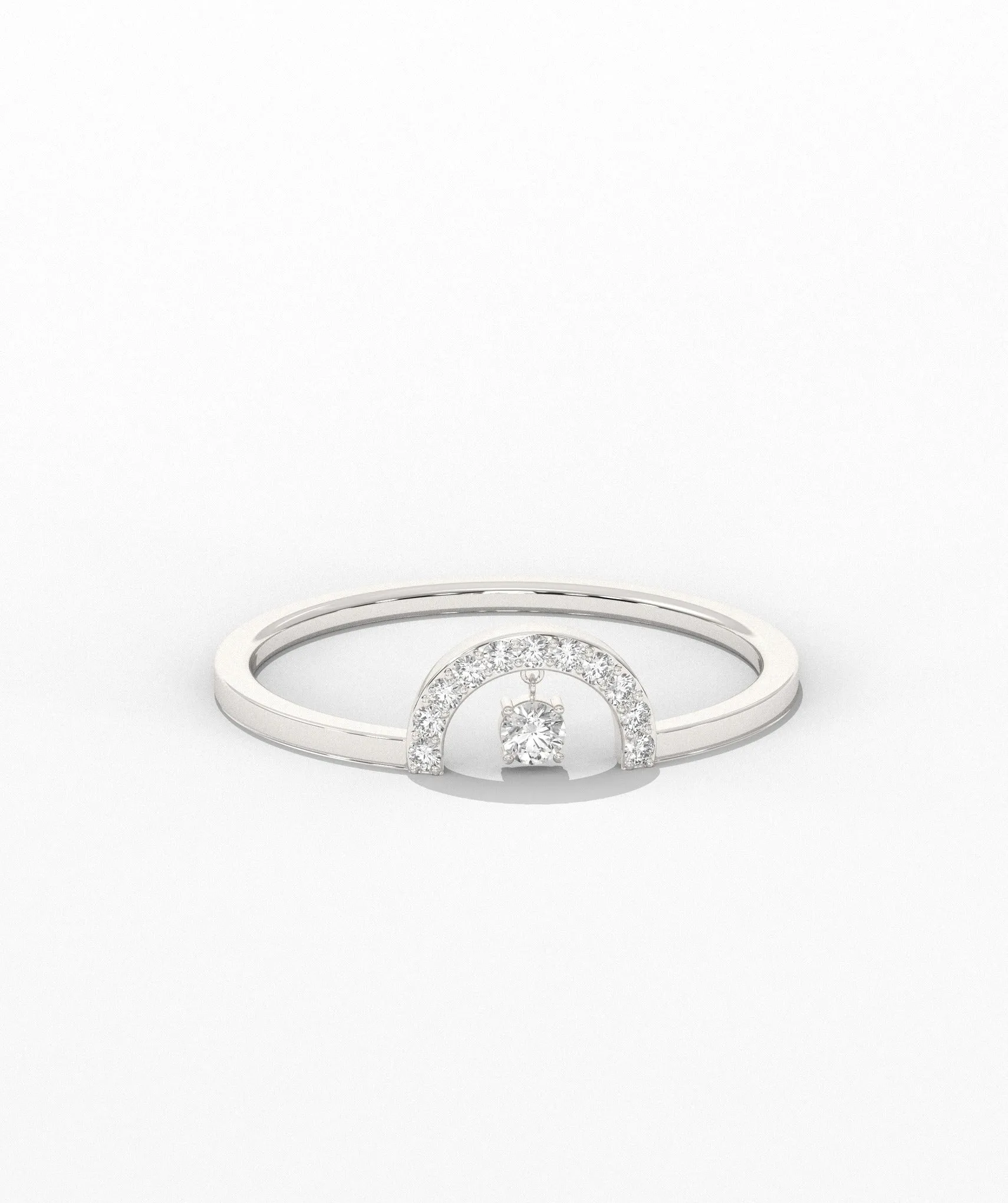 Pavé Arch Ring with Center Diamond