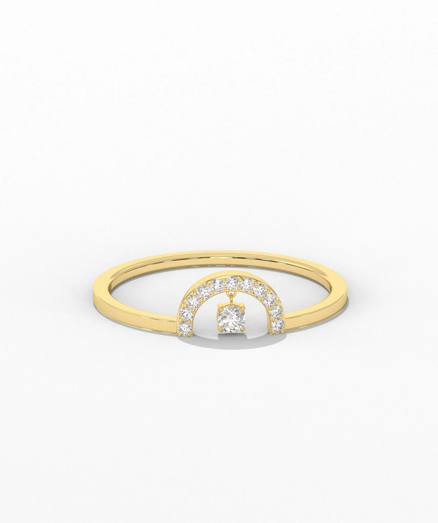 Pavé Arch Ring with Center Diamond