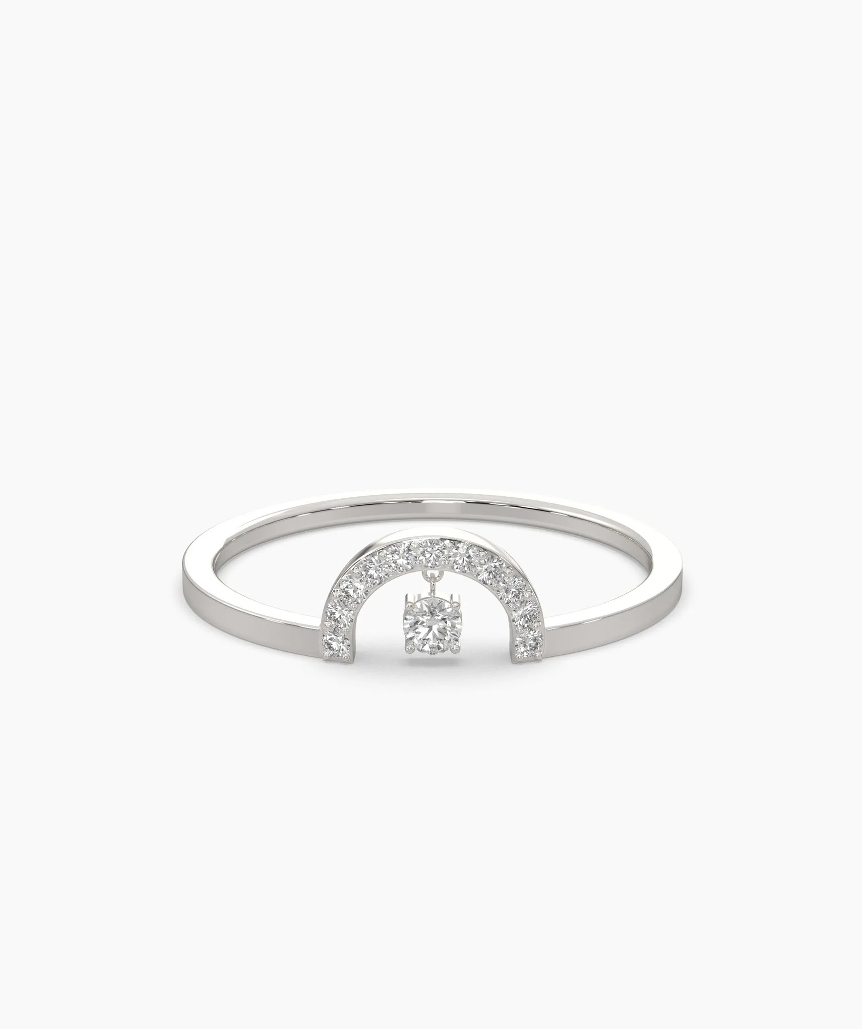 Pavé Arch Ring with Center Diamond