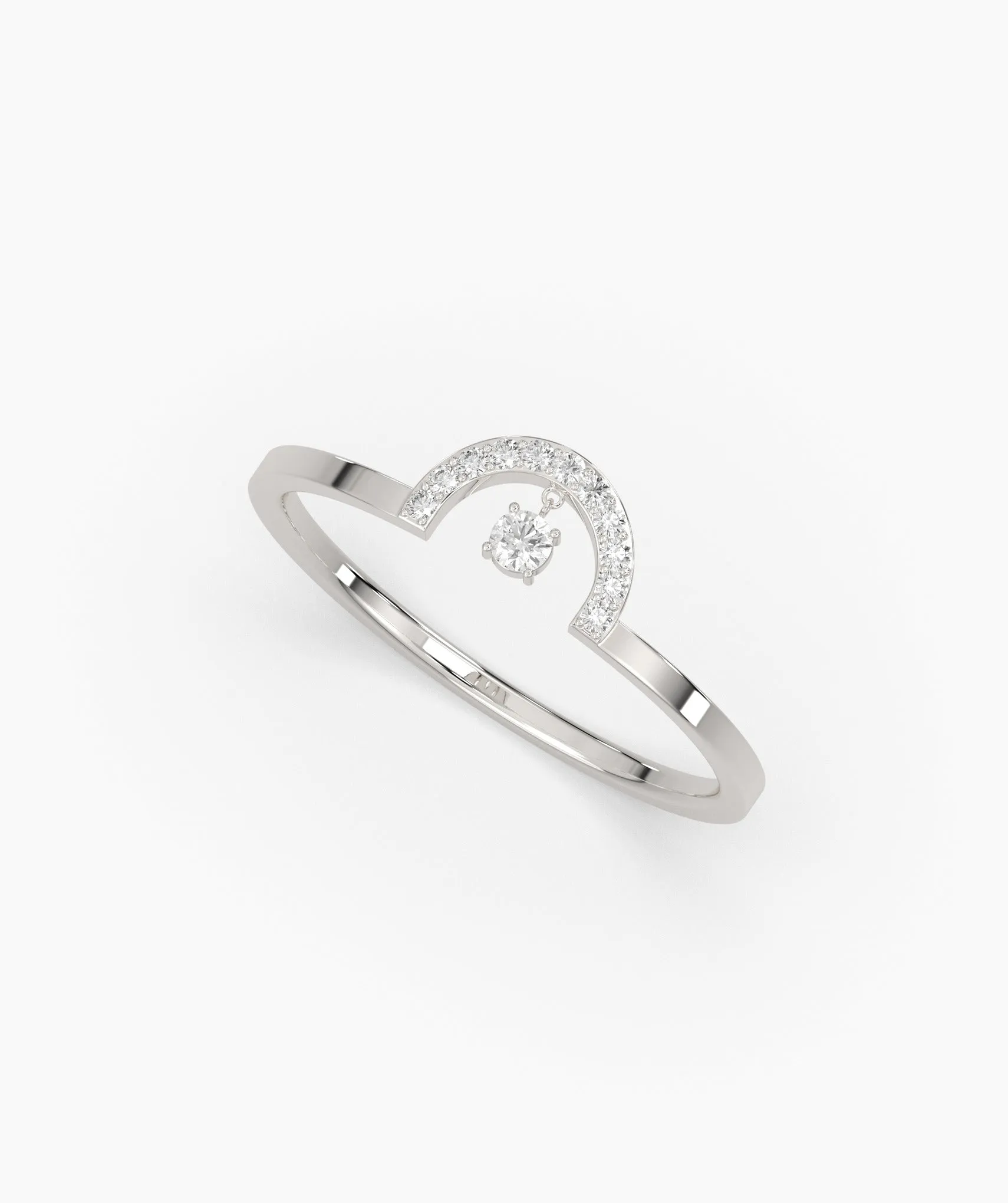 Pavé Arch Ring with Center Diamond