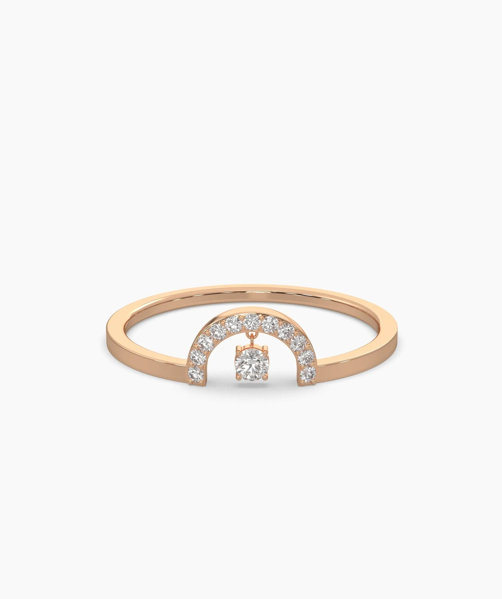 Pavé Arch Ring with Center Diamond