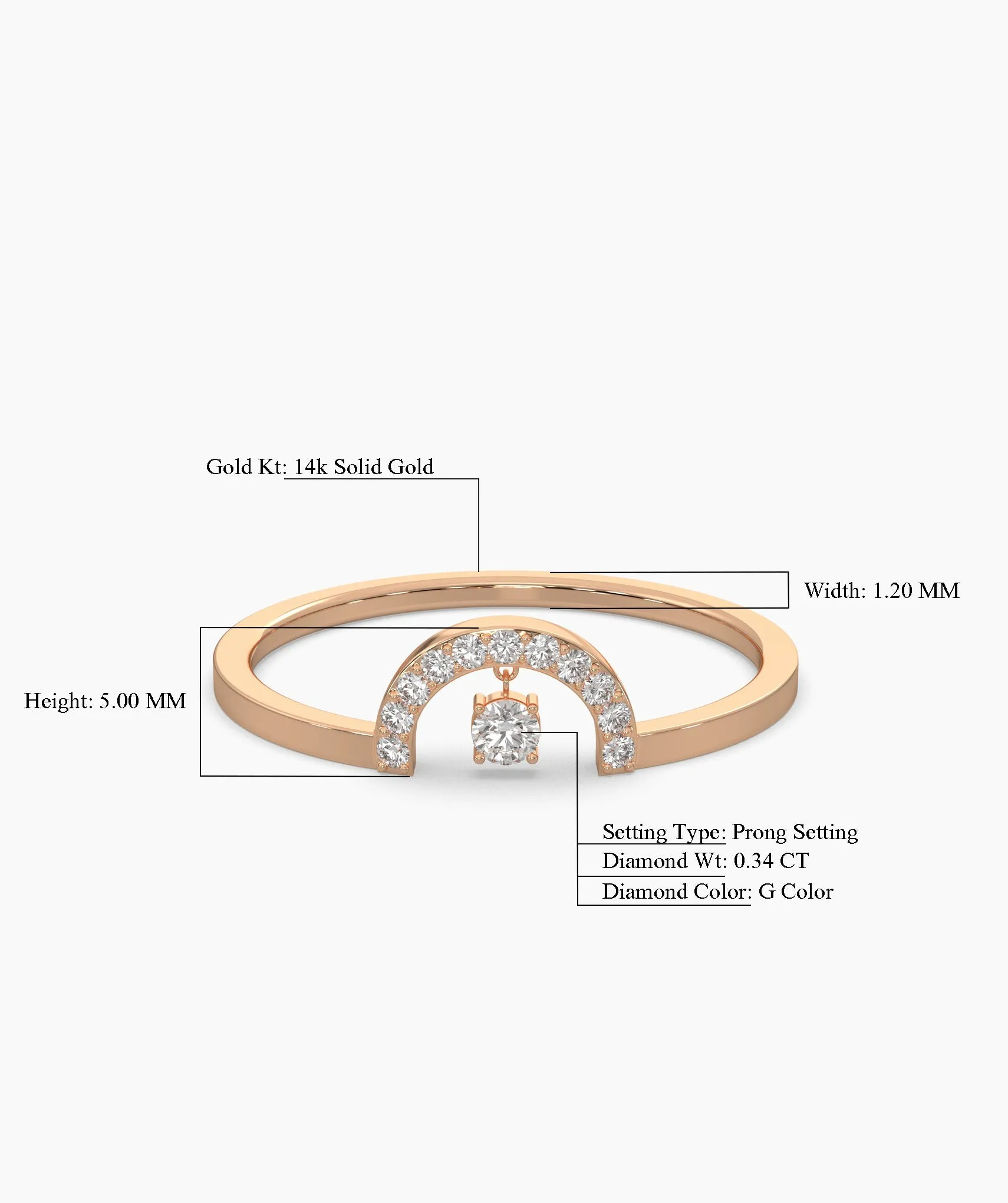 Pavé Arch Ring with Center Diamond
