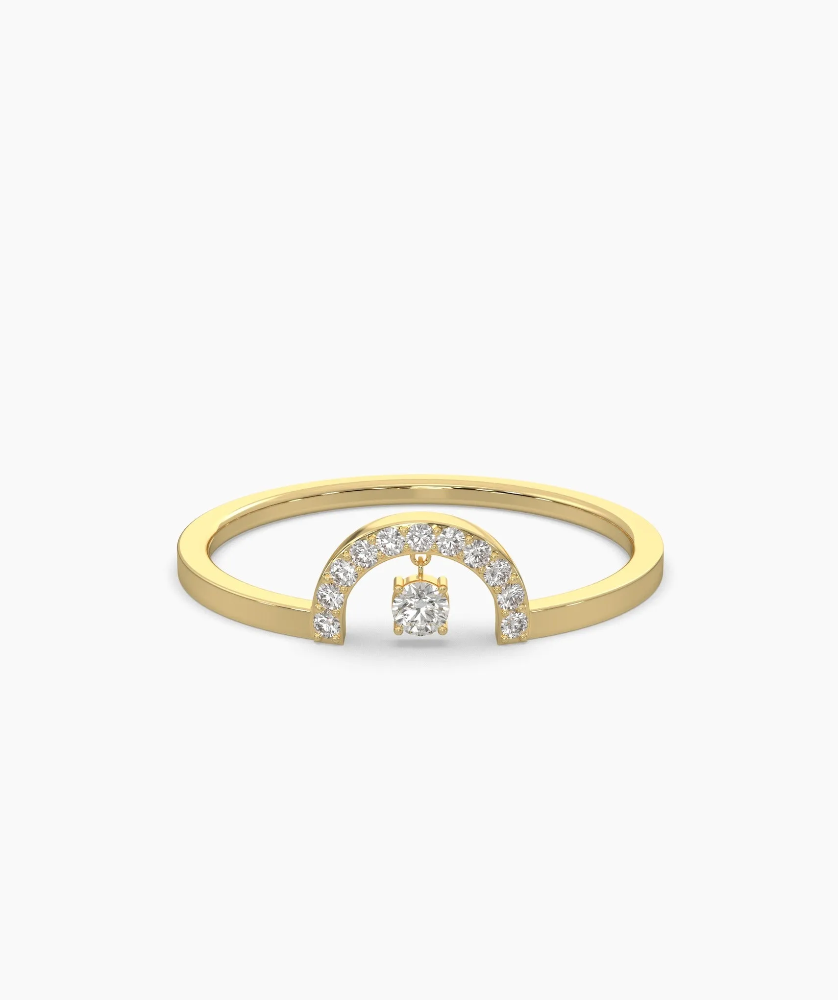 Pavé Arch Ring with Center Diamond