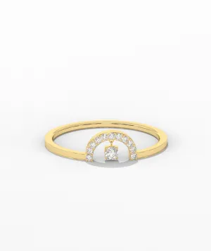 Pavé Arch Ring with Center Diamond