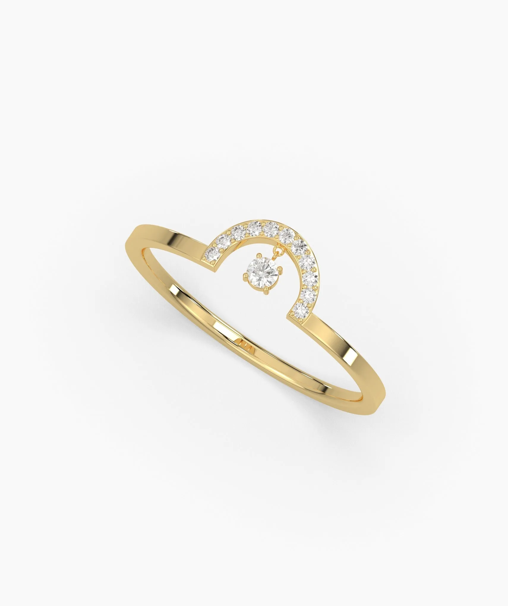 Pavé Arch Ring with Center Diamond