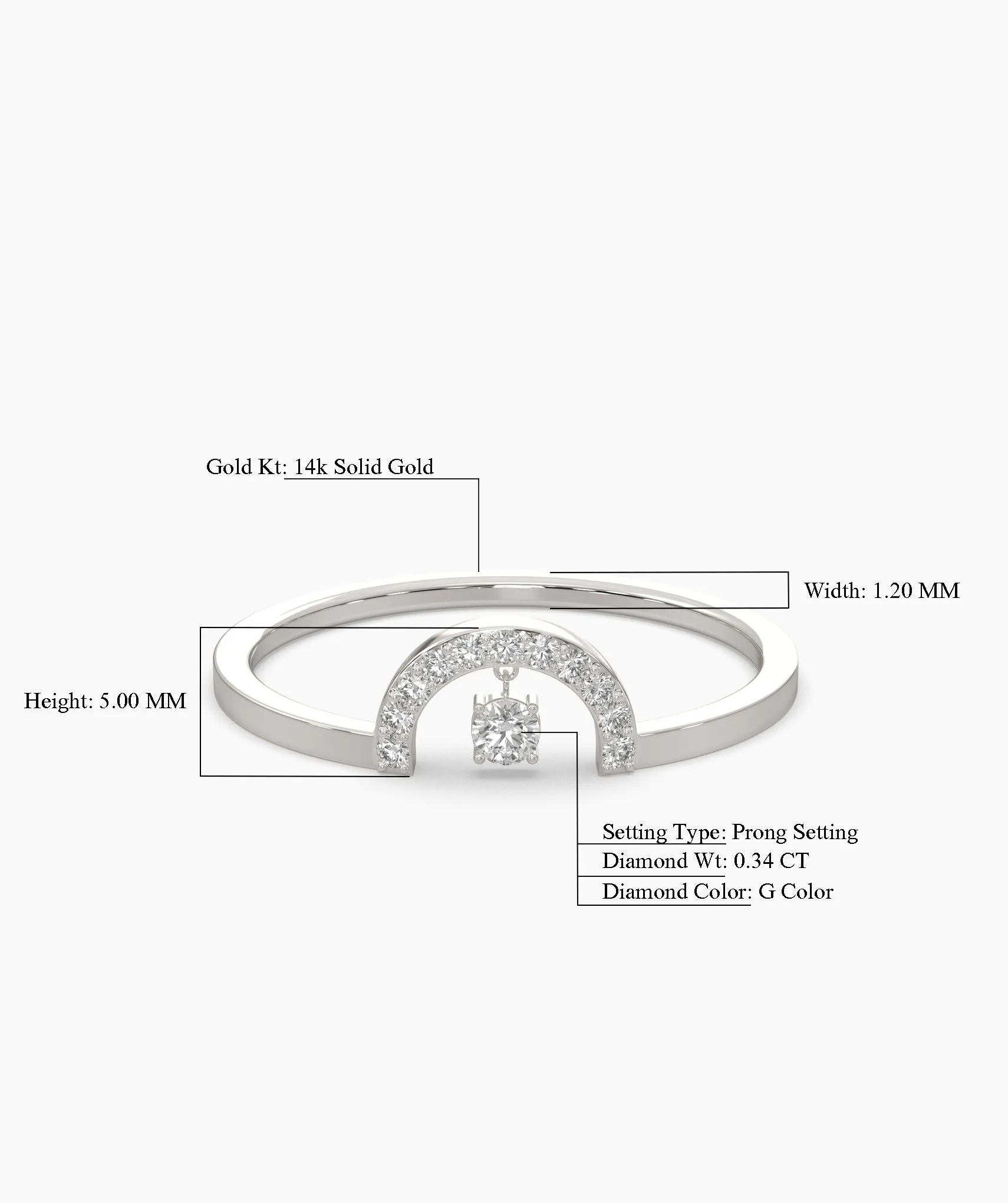 Pavé Arch Ring with Center Diamond