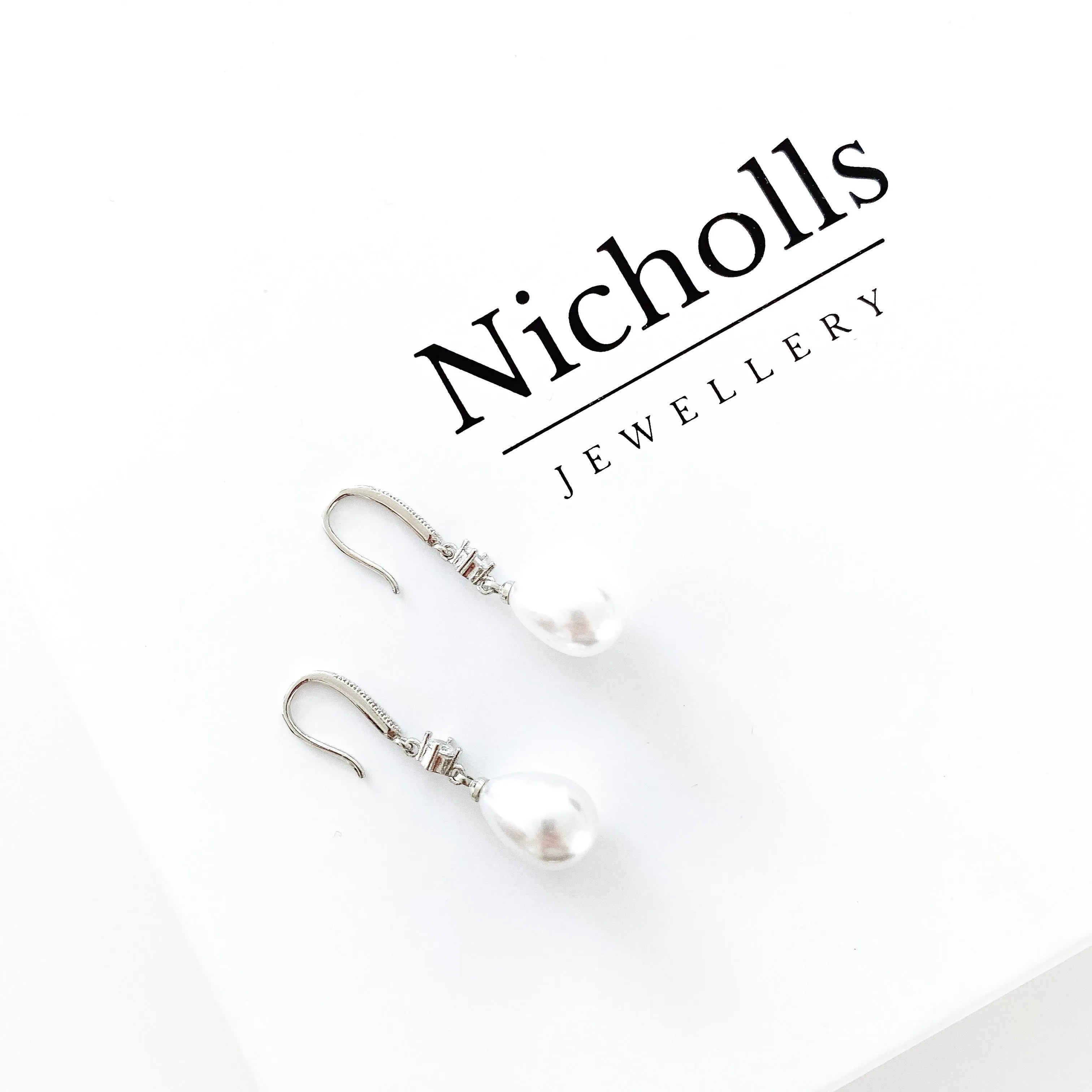 Pearl Drop and Crystal Hook Earrings