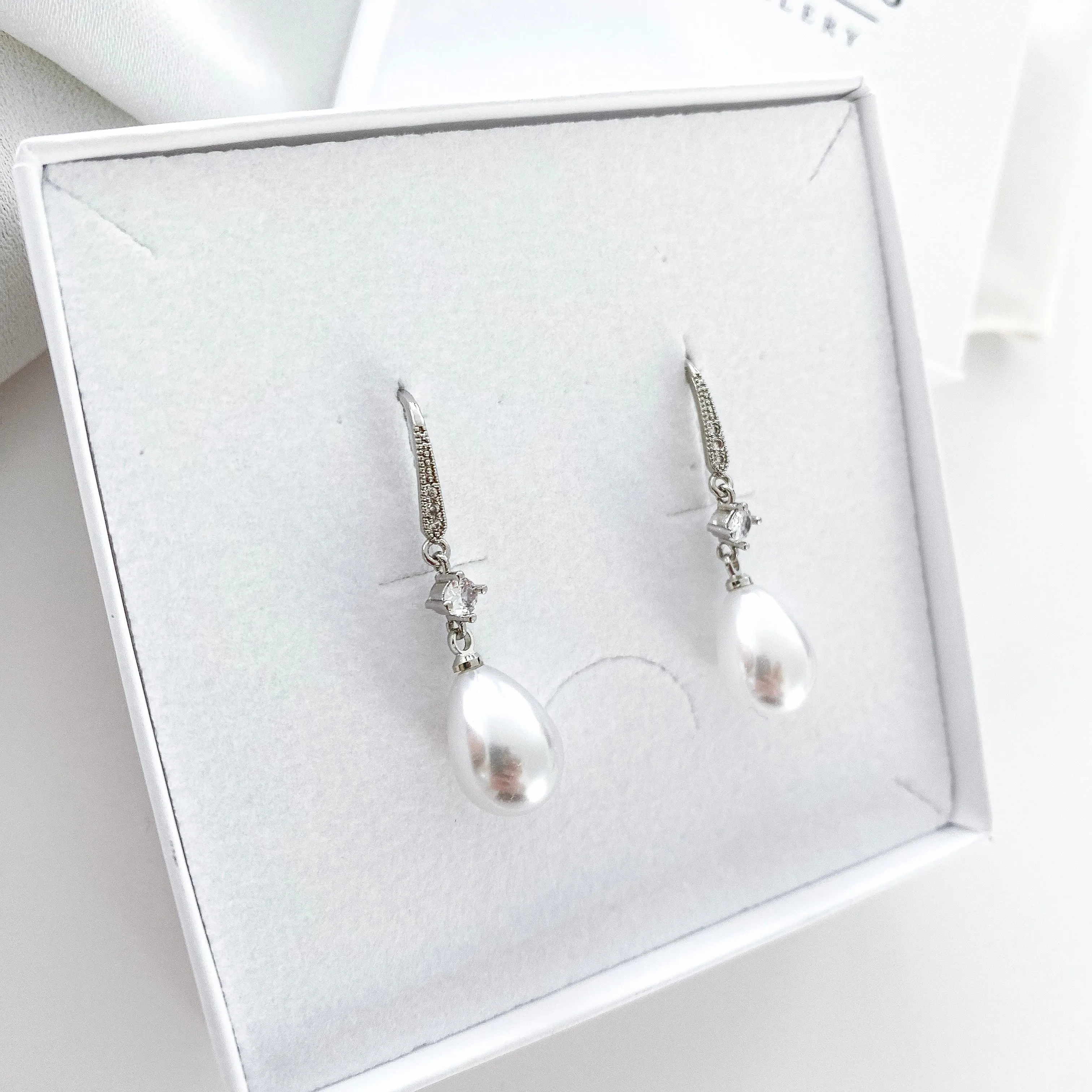 Pearl Drop and Crystal Hook Earrings