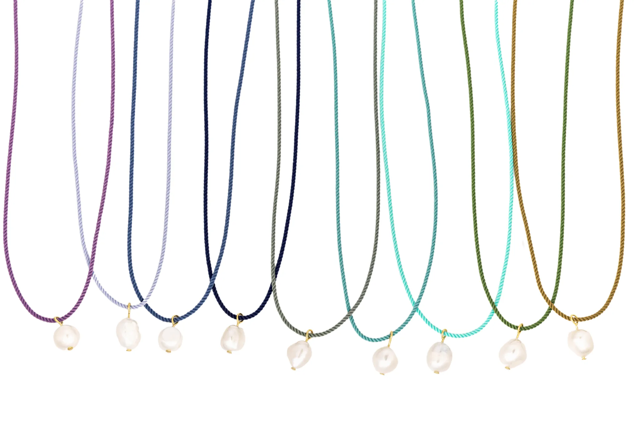 pearl   light blue cord necklace