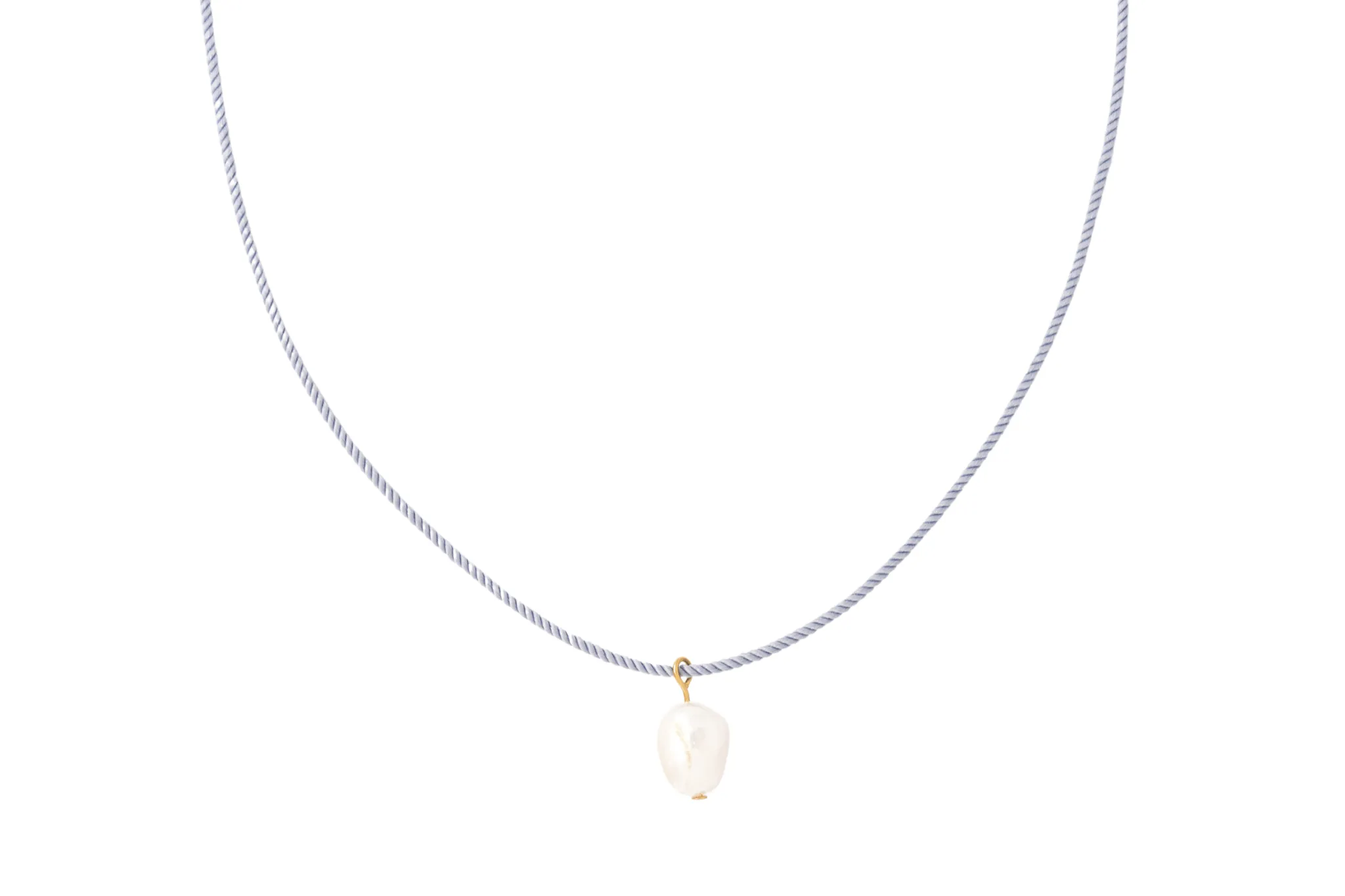 pearl   light blue cord necklace