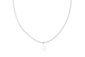 pearl   light blue cord necklace