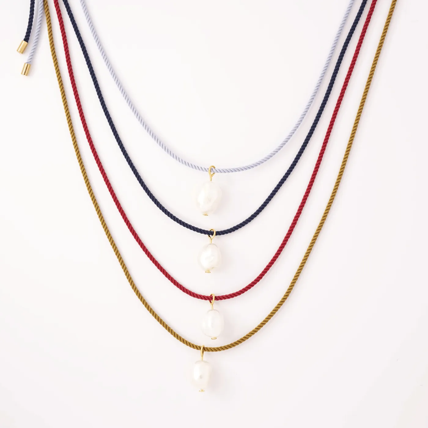 pearl   light blue cord necklace