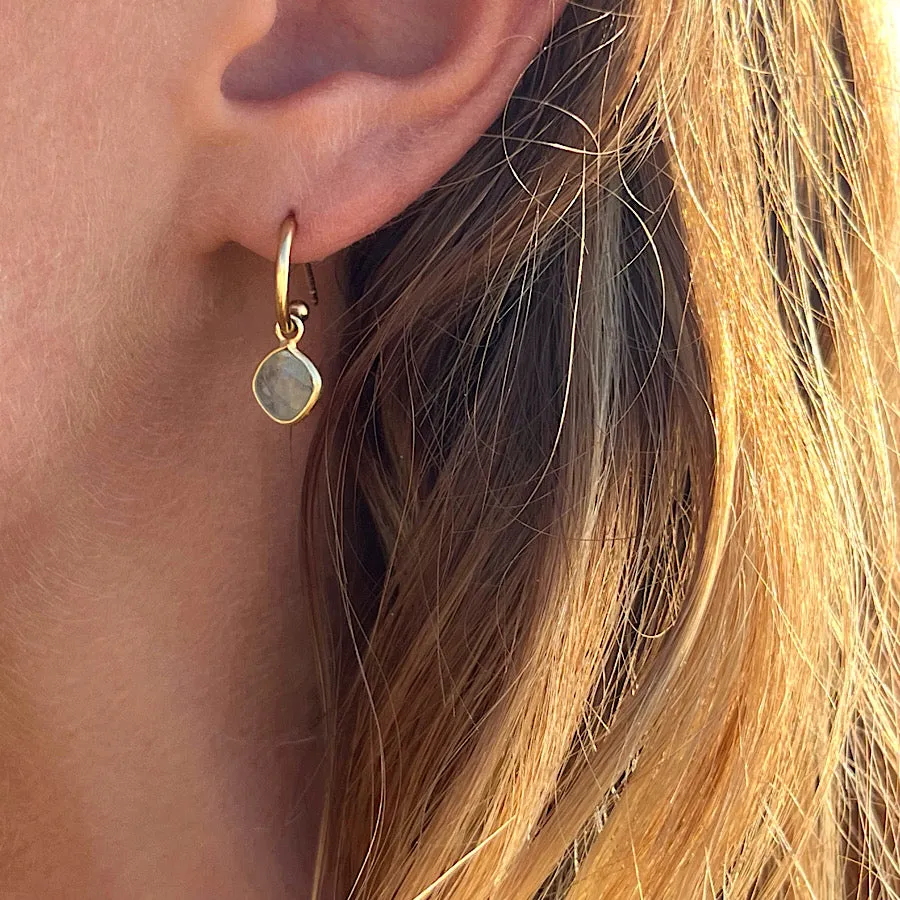 Peridot Gemstone Earrings August birthstone on Gold plated loops