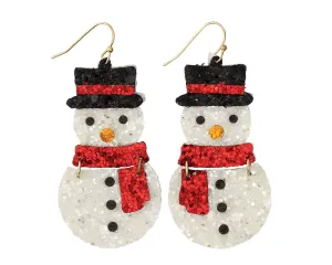 Periwinkle Sparkling Glitter Hinged Snowmen Earrings
