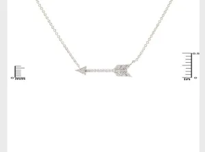 Pi Beta Phi Silver Bling Crystal Arrow Charm Necklace, Nickel Free